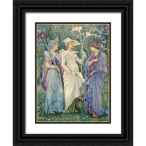 Ensigns of Spring Black Ornate Wood Framed Art Print with Double Matting by Crane, Walter