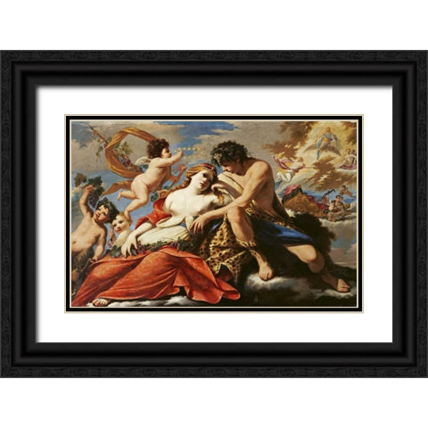 Bacchus and Ariadne Black Ornate Wood Framed Art Print with Double Matting by Dameret, Luca