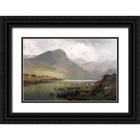 Loch Ness Black Ornate Wood Framed Art Print with Double Matting by De Breanski, Alfred