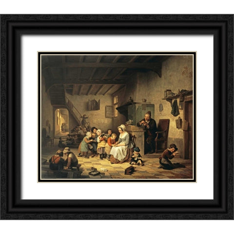 The School Room Black Ornate Wood Framed Art Print with Double Matting by De Loose, Basile