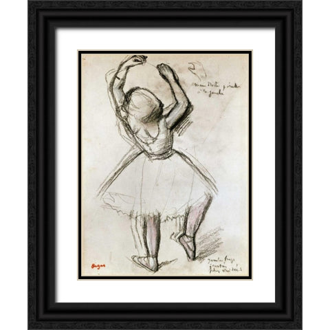 Backview of a Dancer Black Ornate Wood Framed Art Print with Double Matting by Degas, Edgar