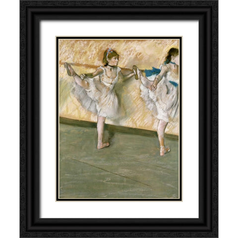 Dancers at The Bar Black Ornate Wood Framed Art Print with Double Matting by Degas, Edgar