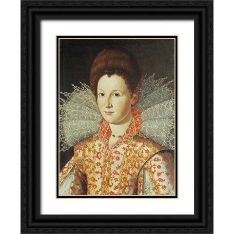 Portrait of a Lady Black Ornate Wood Framed Art Print with Double Matting by Di Tito, Santi