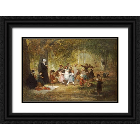 Ring a Ring a Roses Black Ornate Wood Framed Art Print with Double Matting by Dieffenbach, Anton