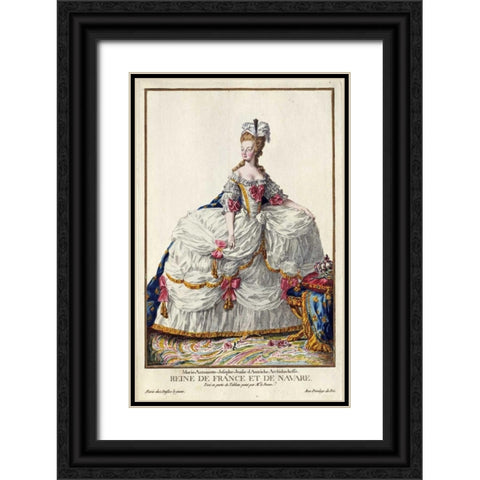 Marie Antoinette Black Ornate Wood Framed Art Print with Double Matting by Duflos, Pierre