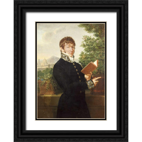 Portrait of An Official, Standing Above Florence Black Ornate Wood Framed Art Print with Double Matting by Fabre, Francois-Xavier