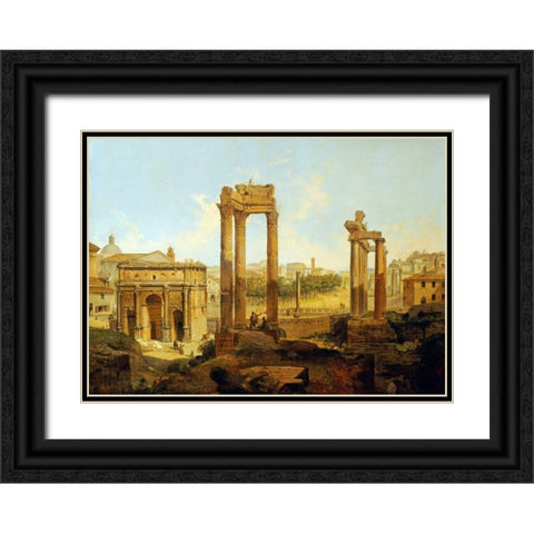 The Forum, Rome Black Ornate Wood Framed Art Print with Double Matting by Faure, Jean Victor Louis
