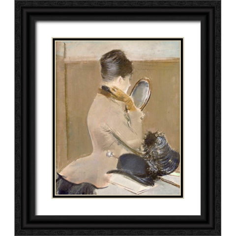The Milliners Shop Black Ornate Wood Framed Art Print with Double Matting by Forain, Jean-Louis
