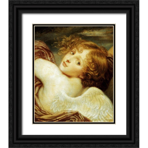 Cupid Black Ornate Wood Framed Art Print with Double Matting by Greuze, Jean-Baptiste