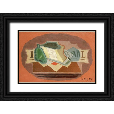 The Packet of Tobacco Black Ornate Wood Framed Art Print with Double Matting by Gris, Juan