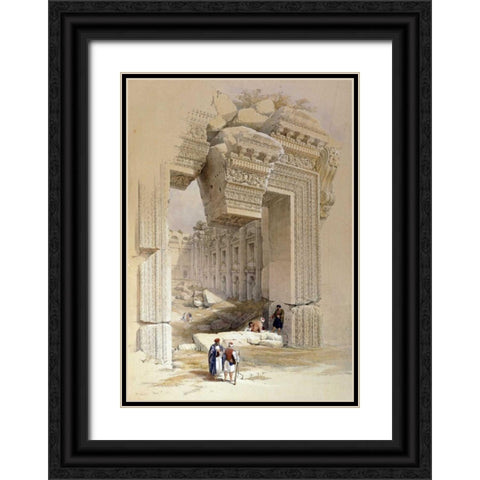 The Doorway of The Temple of Bacchus Black Ornate Wood Framed Art Print with Double Matting by Hague, Louis