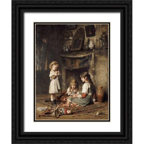 Blowing Bubbles Black Ornate Wood Framed Art Print with Double Matting by Harlamoff, Alexei Alexeiewitsch