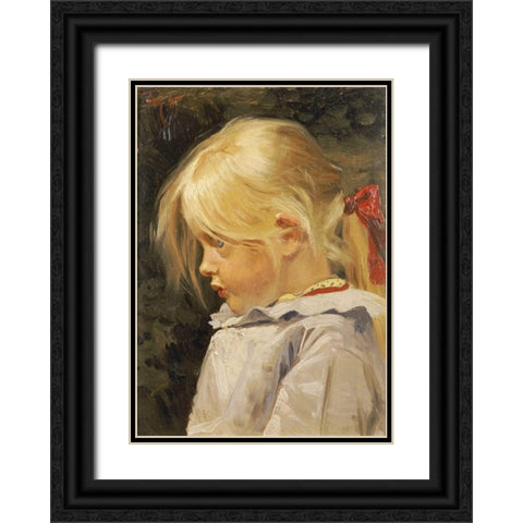 Portrait of Ingeborg Treschow Black Ornate Wood Framed Art Print with Double Matting by Henningsen, Frants