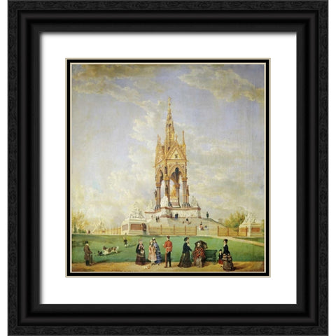 The Albert Memorial, London Black Ornate Wood Framed Art Print with Double Matting by Holt, Edwin Frederick