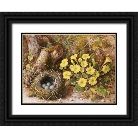 Still Life With a Birds Nest Black Ornate Wood Framed Art Print with Double Matting by Hough, William B.