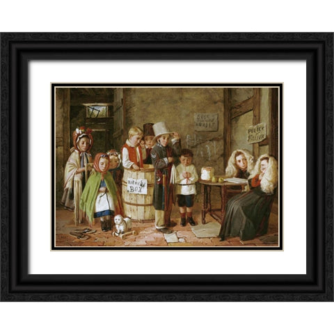 The Police Court Black Ornate Wood Framed Art Print with Double Matting by Hunt, Charles