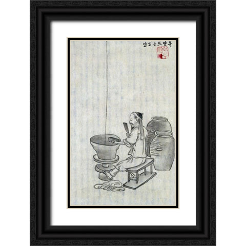 A Potter Black Ornate Wood Framed Art Print with Double Matting by Junkeun, Kim