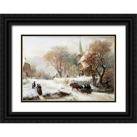 Going To Church Black Ornate Wood Framed Art Print with Double Matting by Kauffmann, Hermann