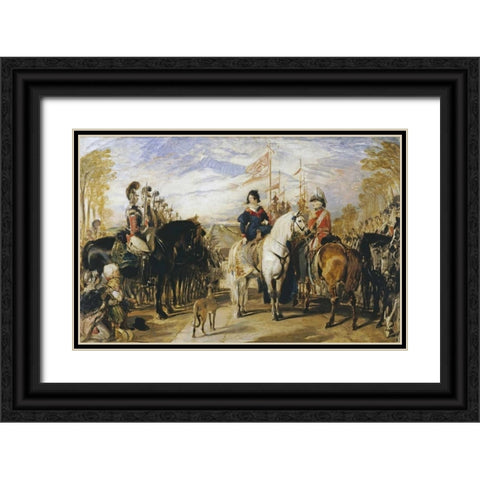 Queen Victoria and The Duke of Wellington Black Ornate Wood Framed Art Print with Double Matting by Landseer, Sir Edwin