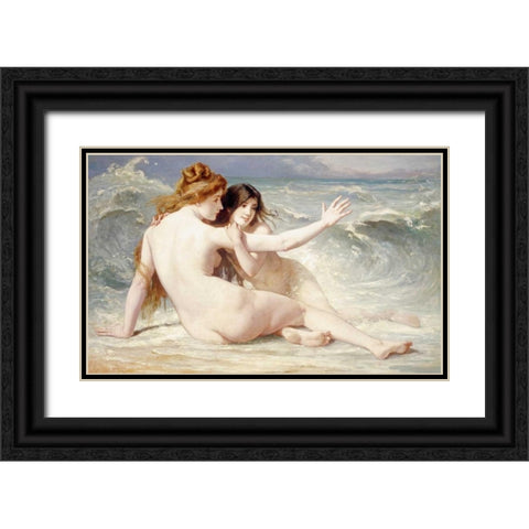 Sea Nymphs Black Ornate Wood Framed Art Print with Double Matting by Laurens, Albert