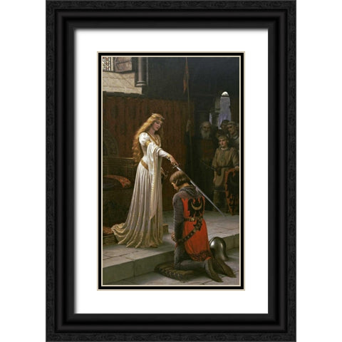 The Accolade Black Ornate Wood Framed Art Print with Double Matting by Leighton, Edmund Blair