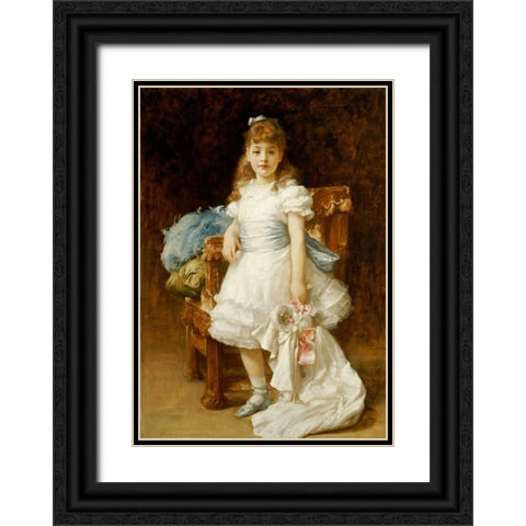 Lady Sybil Primrose Black Ornate Wood Framed Art Print with Double Matting by Leighton, Lord Frederick