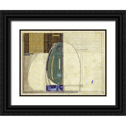 Design, 1916 For W.J Bassett-Lowke Esq Black Ornate Wood Framed Art Print with Double Matting by Mackintosh, Charles Rennie