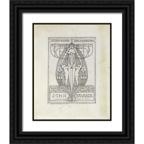 Design for a Bookplate, 1896 Black Ornate Wood Framed Art Print with Double Matting by Mackintosh, Margaret Macdonald
