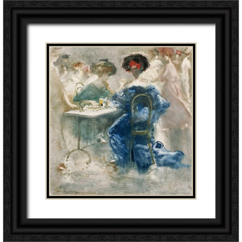 Two Elegant Ladies Black Ornate Wood Framed Art Print with Double Matting by Mariani, Pompeo