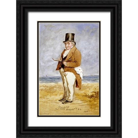 Portrait of Joseph Mallord William Turner Black Ornate Wood Framed Art Print with Double Matting by Martin, Charles