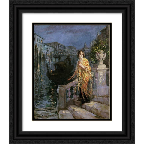 Waiting For The Gondola Black Ornate Wood Framed Art Print with Double Matting by McGeehan, Jessie M.