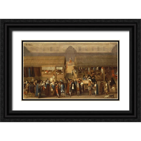 El Parian Black Ornate Wood Framed Art Print with Double Matting by Mexican School