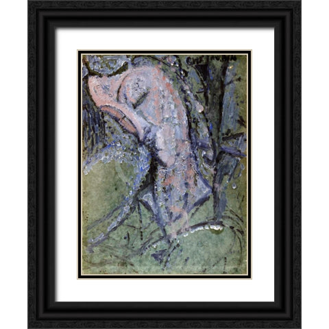 Cherubin Black Ornate Wood Framed Art Print with Double Matting by Modigliani, Amedeo