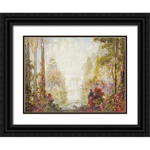 Sitas Garden II Black Ornate Wood Framed Art Print with Double Matting by Mostyn, Tom