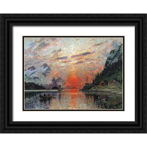 A Fjord Black Ornate Wood Framed Art Print with Double Matting by Normann, Adelsteen