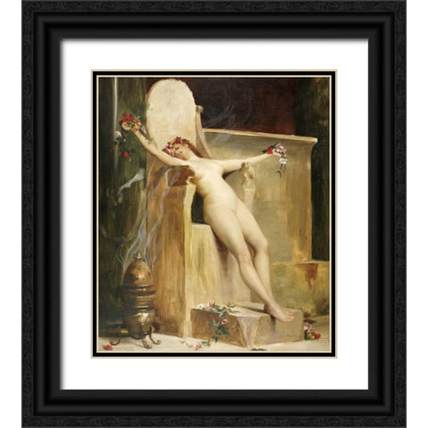 The Offering Black Ornate Wood Framed Art Print with Double Matting by Ralli, Theodore Jacques