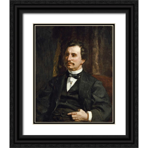 Portrait du Colonel Barton Howard Jenks Black Ornate Wood Framed Art Print with Double Matting by Renoir, Pierre-Auguste