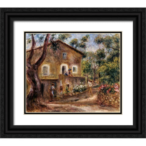 Collettes House at Cagnes Black Ornate Wood Framed Art Print with Double Matting by Renoir, Pierre-Auguste