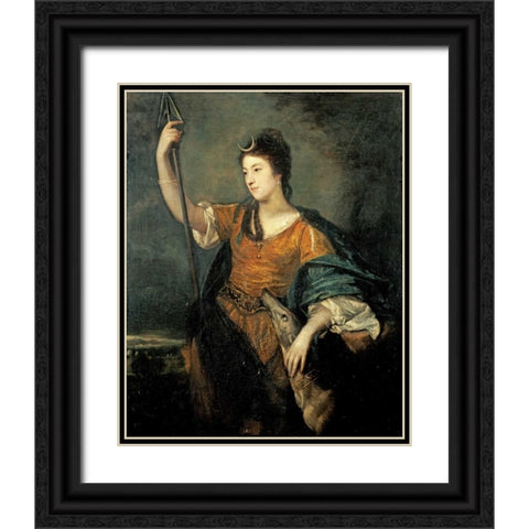 Portrait of Lady Anne Dawson Black Ornate Wood Framed Art Print with Double Matting by Reynolds, Sir Joshua