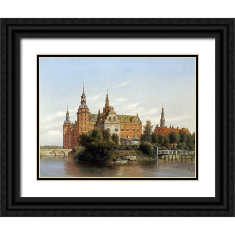 Frederiksborg Castle, Denmark Black Ornate Wood Framed Art Print with Double Matting by Richardt, Ferdinand