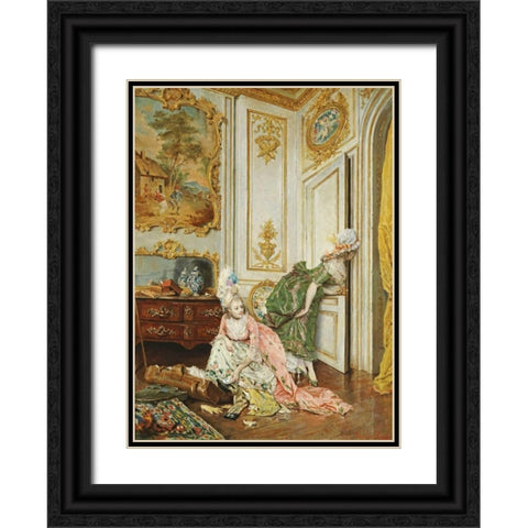 Les Curieuses Black Ornate Wood Framed Art Print with Double Matting by Rossi, Lucio