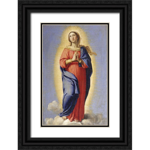 The Immaculate Conception Black Ornate Wood Framed Art Print with Double Matting by Salvi, Giovanni Battista