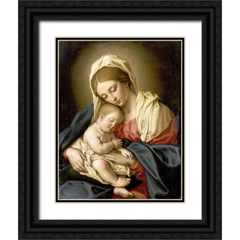 The Madonna and Child Black Ornate Wood Framed Art Print with Double Matting by Salvi, Giovanni Battista