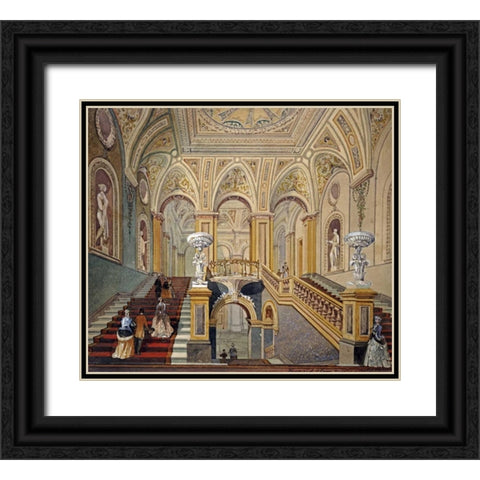 Interior Views of The Conservative Club Black Ornate Wood Framed Art Print with Double Matting by Sang, Frederick J.