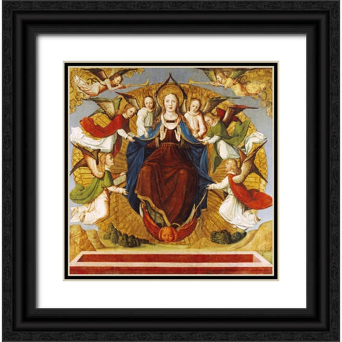The Assumption of The Virgin Black Ornate Wood Framed Art Print with Double Matting by School of Avignon