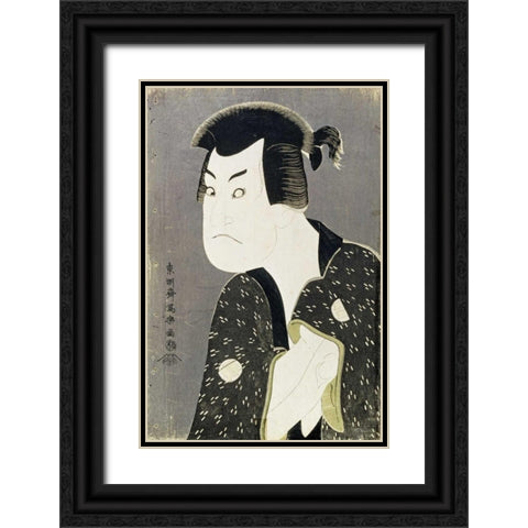 Sakata Hangoro III Black Ornate Wood Framed Art Print with Double Matting by Sharaku, Toshusai