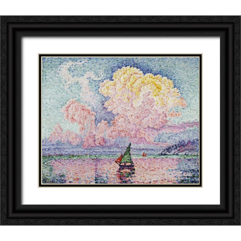 Pink Clouds, Antibes Black Ornate Wood Framed Art Print with Double Matting by Signac, Paul