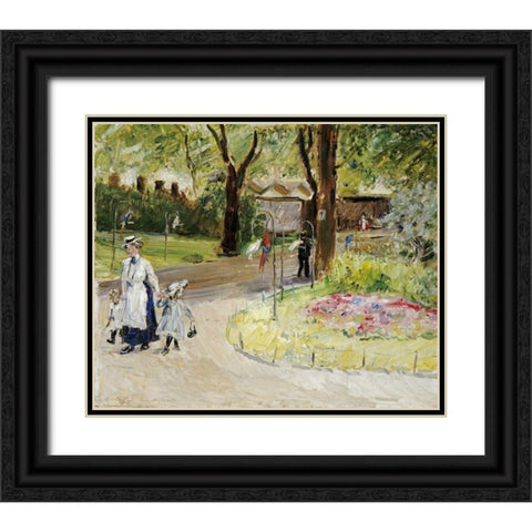 The Entrance to The Zoological Gardens, Frankfurt Black Ornate Wood Framed Art Print with Double Matting by Slevogt, Max