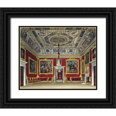 Drawing Room, Buckingham House Black Ornate Wood Framed Art Print with Double Matting by Stephanoff, I.