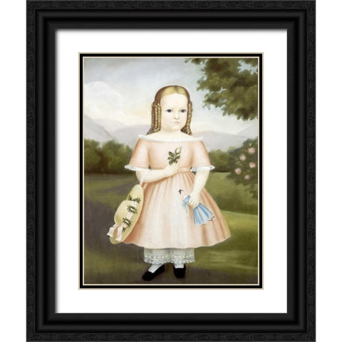 Portrait of a Girl Black Ornate Wood Framed Art Print with Double Matting by Stock, Joseph Whiting